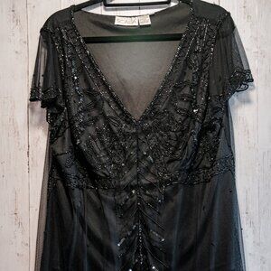 Rare Sparkly Black Art Deco Beaded Tunic